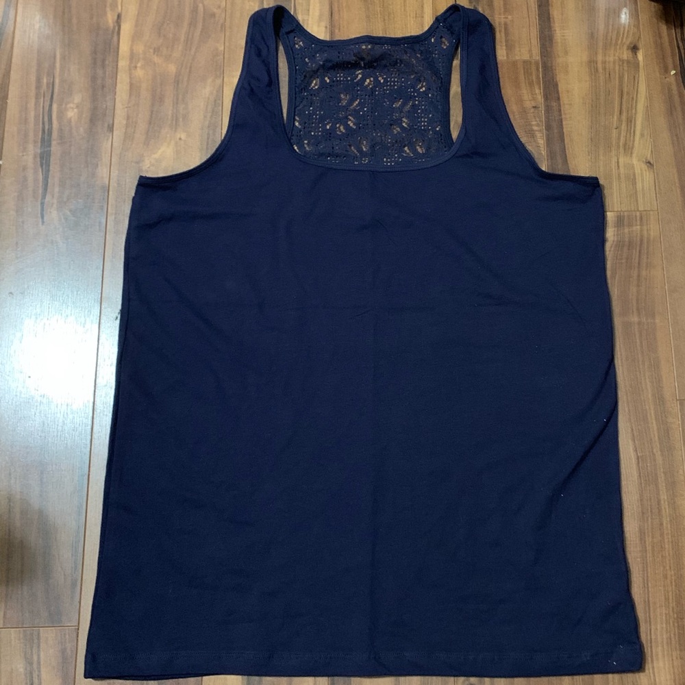 Love To Lounge Tank Navy Blue Lace Back Cami Tank Size XL - Picture 1 of 3